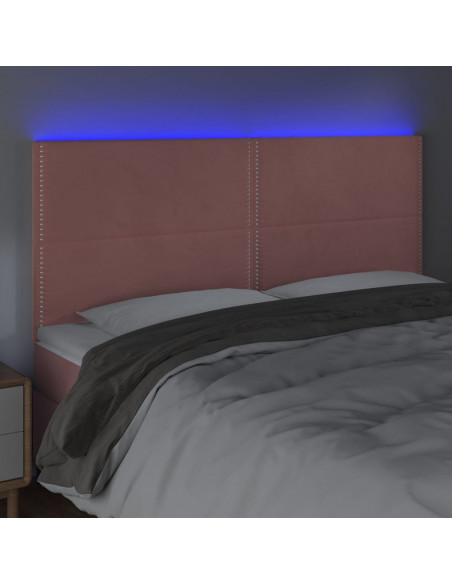 Testiera a LED Rosa 160x5x118/128 cm in Velluto