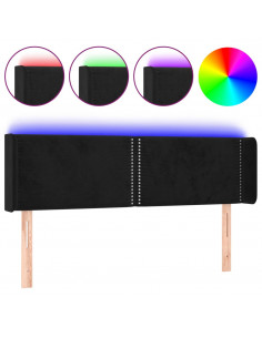 Testiera a LED Nera 147x16x78/88 cm in Velluto 2
