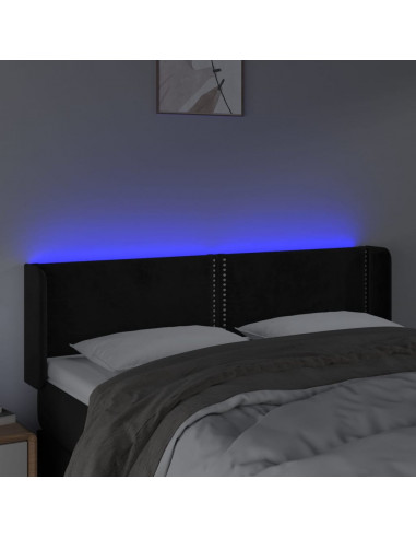 Testiera a LED Nera 147x16x78/88 cm in Velluto