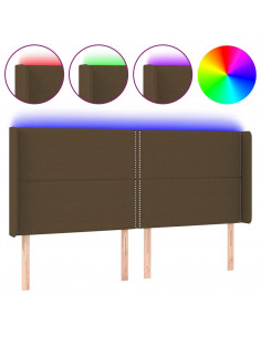 Testiera a LED Marrone Scuro 183x16x118/128 cm in Tessuto 2