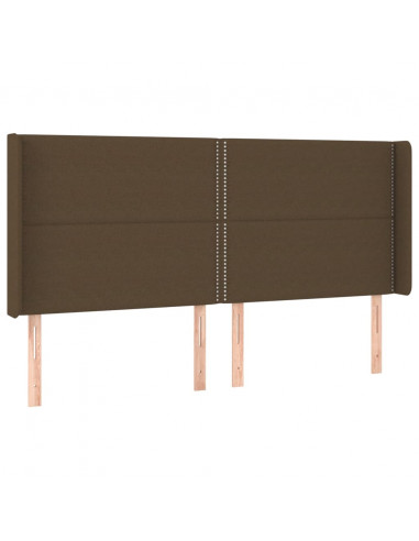 Testiera a LED Marrone Scuro 183x16x118/128 cm in Tessuto