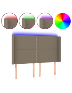 Testiera a LED Tortora 147x16x118/128 cm in Tessuto 2