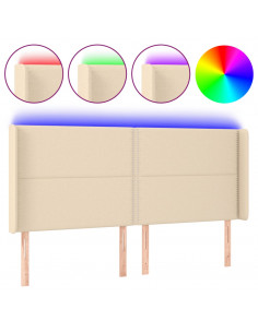 Testiera a LED Crema 183x16x118/128 cm in Tessuto 2