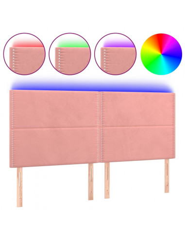 Testiera a LED rosa 200x5x118/128 cm in Velluto