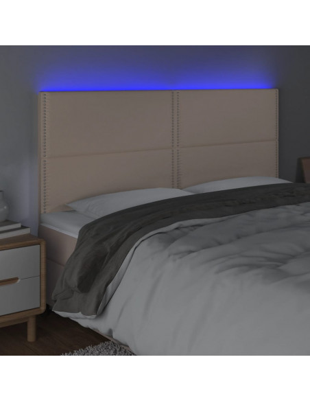 Testiera a LED Cappuccino 200x5x118/128 cm in Similpelle