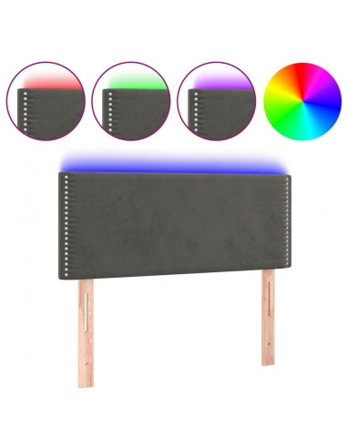 Testiera a LED Grigio Scuro 100x5x78/88 cm in Velluto