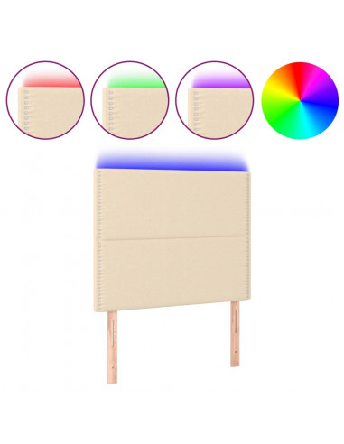 Testiera a LED Crema 100x5x118/128 cm in Tessuto