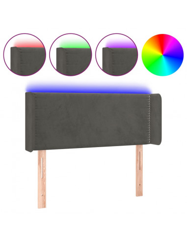 Testiera a LED Grigio Scuro 103x16x78/88 cm in Velluto