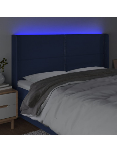 Testiera a LED Blu 203x16x118/128 cm in Tessuto