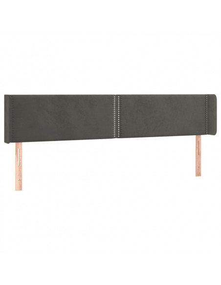 Testiera ad Orecchio Grigio Scuro 163x16x78/88 cm in Velluto