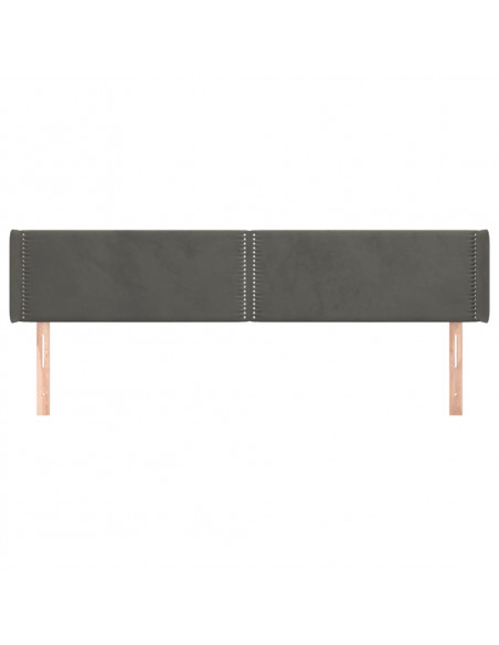 Testiera ad Orecchio Grigio Scuro 163x16x78/88 cm in Velluto
