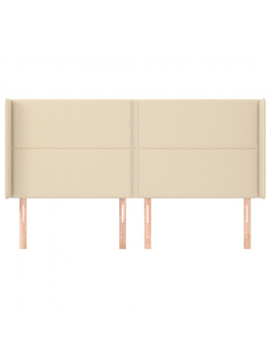 Testiera ad Orecchio Crema 203x23x118/128 cm in Tessuto