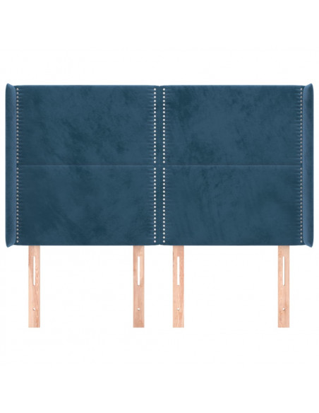 Testiera ad Orecchio Blu Scuro 147x16x118/128 cm in Velluto