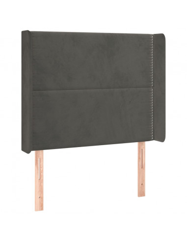 Testiera ad Orecchio Grigio Scuro 83x16x118/128 cm in Velluto