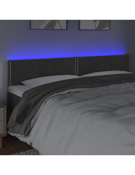 Testiera a LED Grigio Scuro 160x5x78/88 cm in Velluto