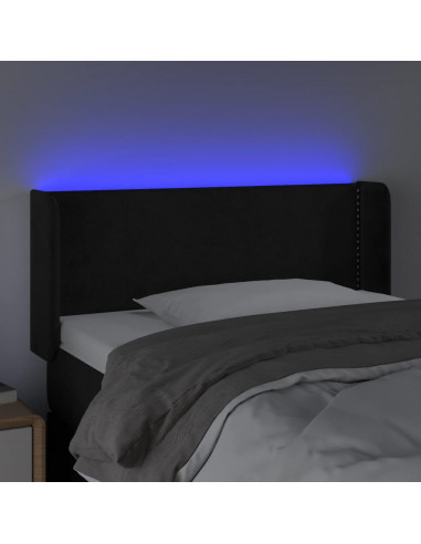 Testiera a LED Nera 93x16x78/88 cm in Velluto