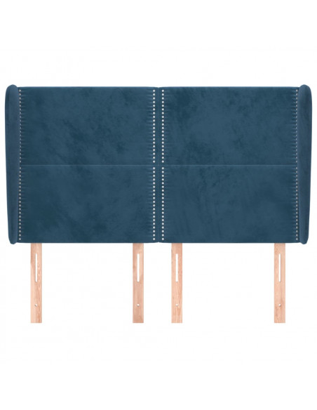 Testiera ad Orecchio Blu Scuro 147x23x118/128cm in Velluto
