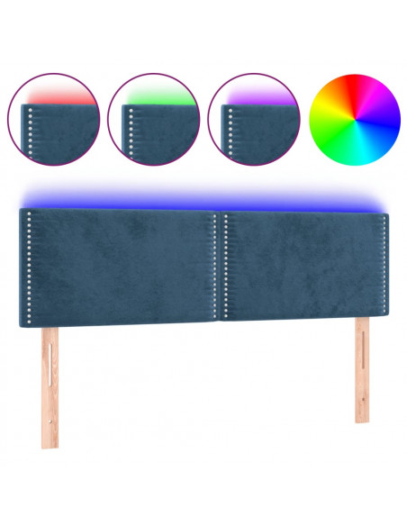 Testiera a LED Blu Scuro 144x5x78/88 cm in Velluto