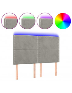 Testiera a LED Grigio Chiaro 144x5x118/128 cm in Velluto 2