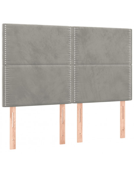 Testiera a LED Grigio Chiaro 144x5x118/128 cm in Velluto