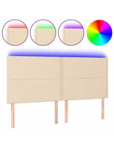 Testiera a LED crema 200x5x118/128cm in Tessuto 2