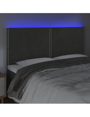 Testiera a LED GrigioScuro 160x5x118/128cm in Velluto