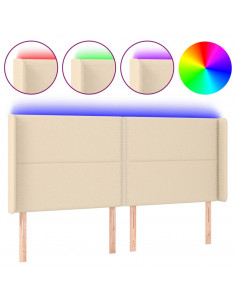 Testiera a LED Crema 203x23x118/128 cm in Tessuto 2