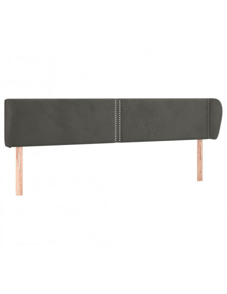 Testiera ad Orecchio Grigio Scuro 163x23x78/88 cm in Velluto