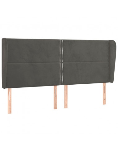 Testiera ad Orecchio GrigioScuro 163x23x118/128cm in Velluto