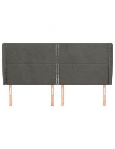 Testiera ad Orecchio GrigioScuro 163x23x118/128cm in Velluto