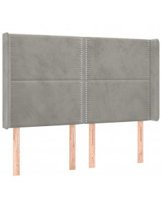 Testiera ad Orecchio Grigio Chiaro 147x16x118/128 cm in Velluto 2