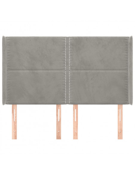 Testiera ad Orecchio Grigio Chiaro 147x16x118/128 cm in Velluto