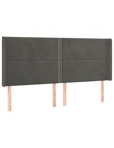 Testiera ad Orecchio GrigioScuro 163x16x118/128cm in Velluto
