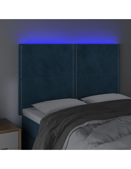 Testiera a LED Blu Scuro 144x5x118/128 cm in Velluto