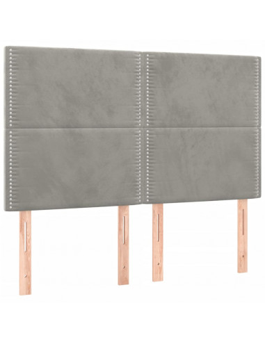 Testiere 4 pz Grigio Chiaro 72x5x78/88 cm in Velluto