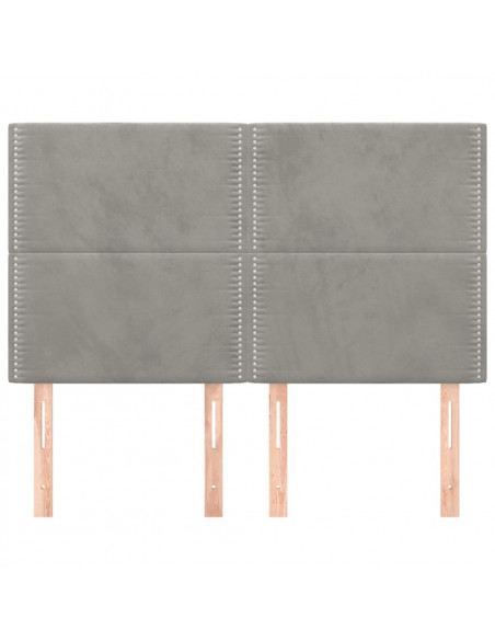 Testiere 4 pz Grigio Chiaro 72x5x78/88 cm in Velluto