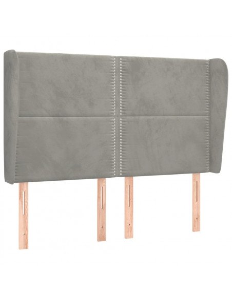 Testiera ad Orecchio Grigio Chiaro 147x23x118/128 cm in Velluto