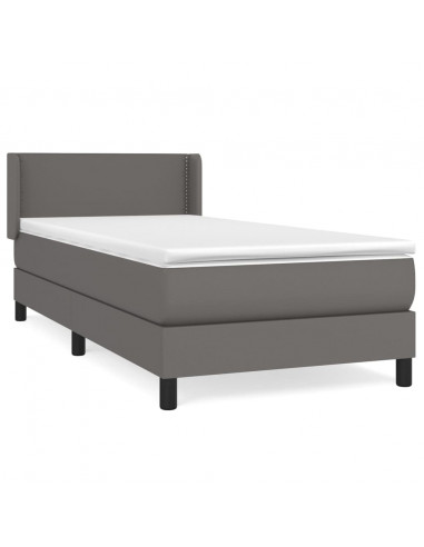 Giroletto a Molle con Materasso Grigio 90x190 cm in Similpelle