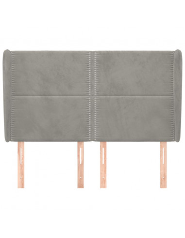 Testiera ad Orecchio Grigio Chiaro 147x23x118/128 cm in Velluto