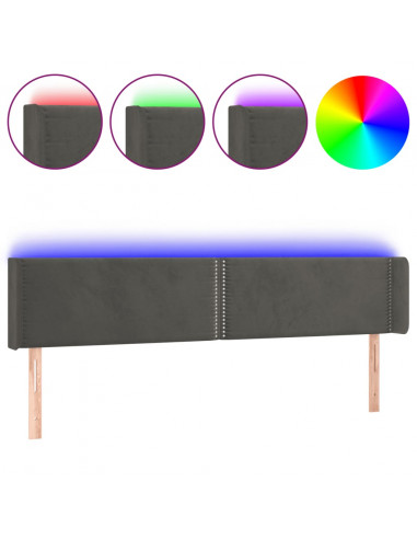 Testiera a LED Grigio Scuro 163x16x78/88 cm in Velluto