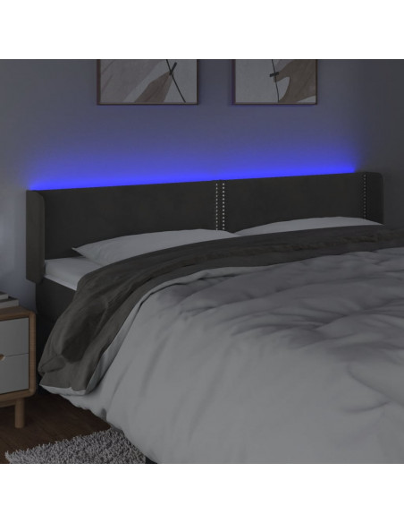 Testiera a LED Grigio Scuro 163x16x78/88 cm in Velluto