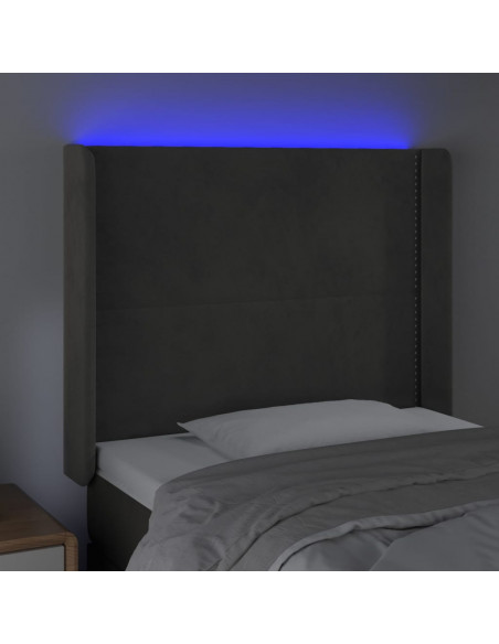 Testiera a LED Grigio Scuro 83x16x118/128 cm in Velluto