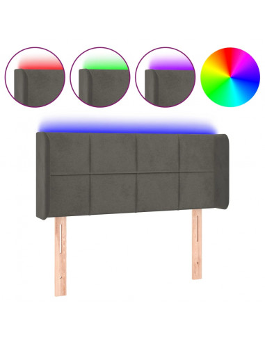 Testiera a LED Grigio Scuro 83x16x78/88 cm in Velluto