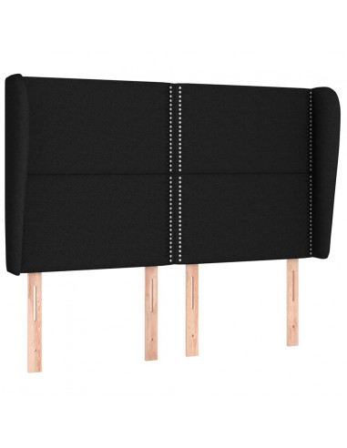 Testiera ad Orecchio Nera 147 x 23 x 118/128 cm in Tessuto