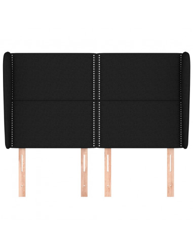 Testiera ad Orecchio Nera 147 x 23 x 118/128 cm in Tessuto