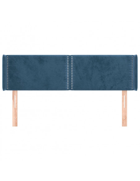 Testiera ad Orecchio Blu Scuro 147x16x78/88 cm in Velluto