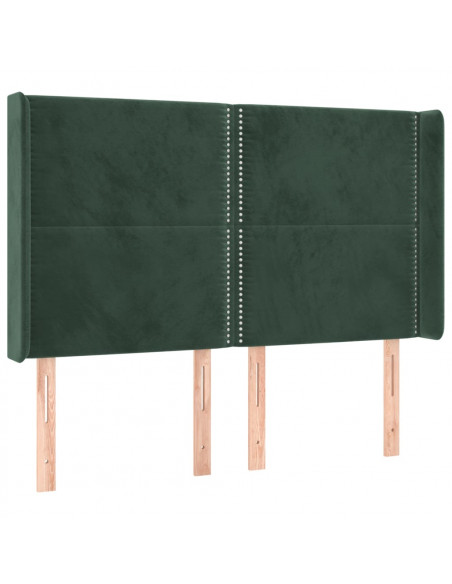 Testiera ad Orecchio Verde Scuro 147x23x118/128cm in Velluto