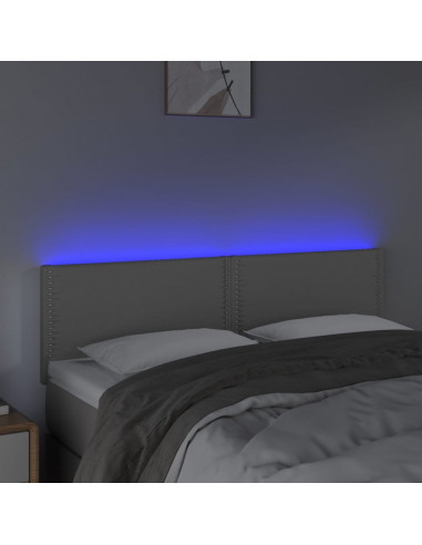 Testiera a LED Grigio 144x5x78/88 cm in Similpelle