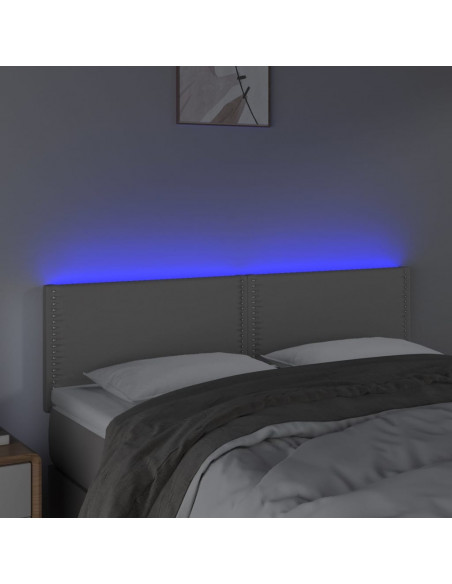 Testiera a LED Grigio 144x5x78/88 cm in Similpelle