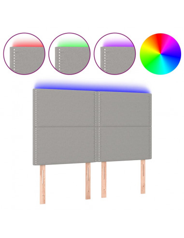 Testiera a LED Grigio Chiaro 144x5x118/128 cm in Tessuto